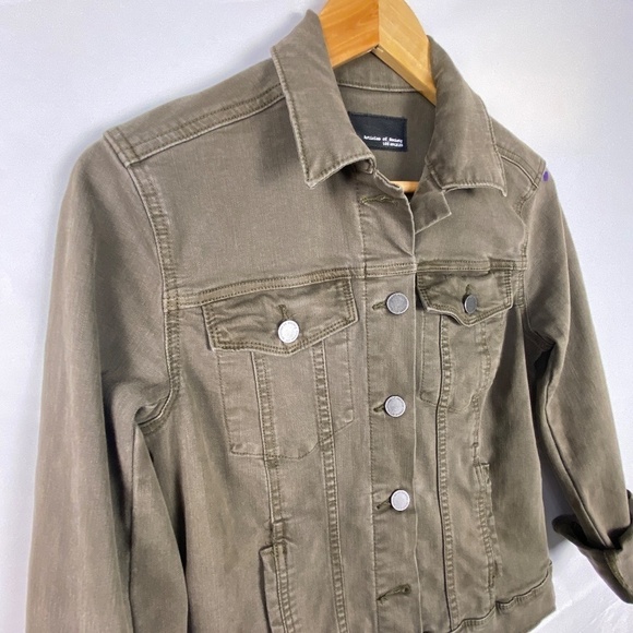 Articles of Society women's long sleeve cropped Jean jacket Taylor Wright green - Picture 3 of 15